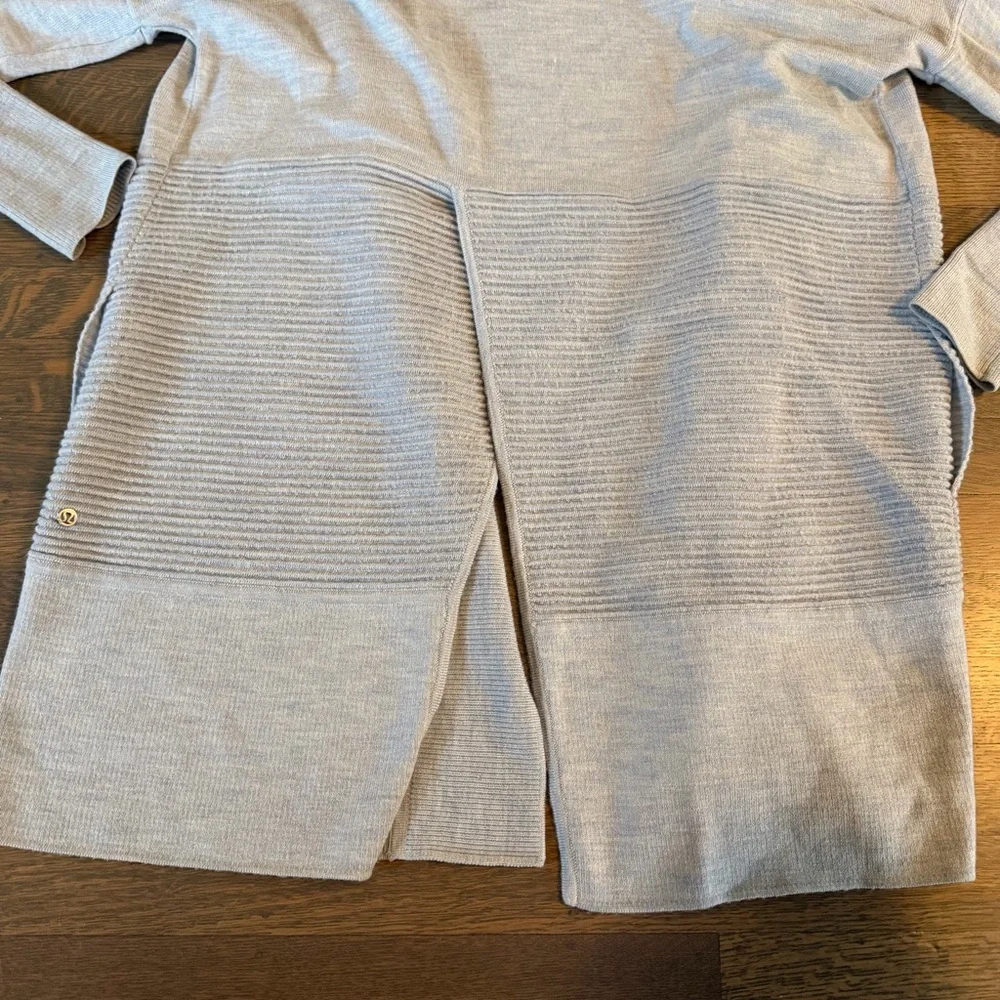 Lululemon Sit in Lotus Sweater Grey Size Small S 100% Merino Wool Wrap Top